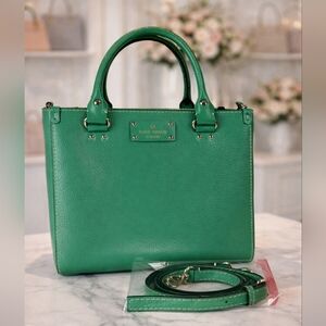 Kate Spade Quinn Wellesley Vibrant Green Satchel Crossbody Hand Bag Fall Spring‎